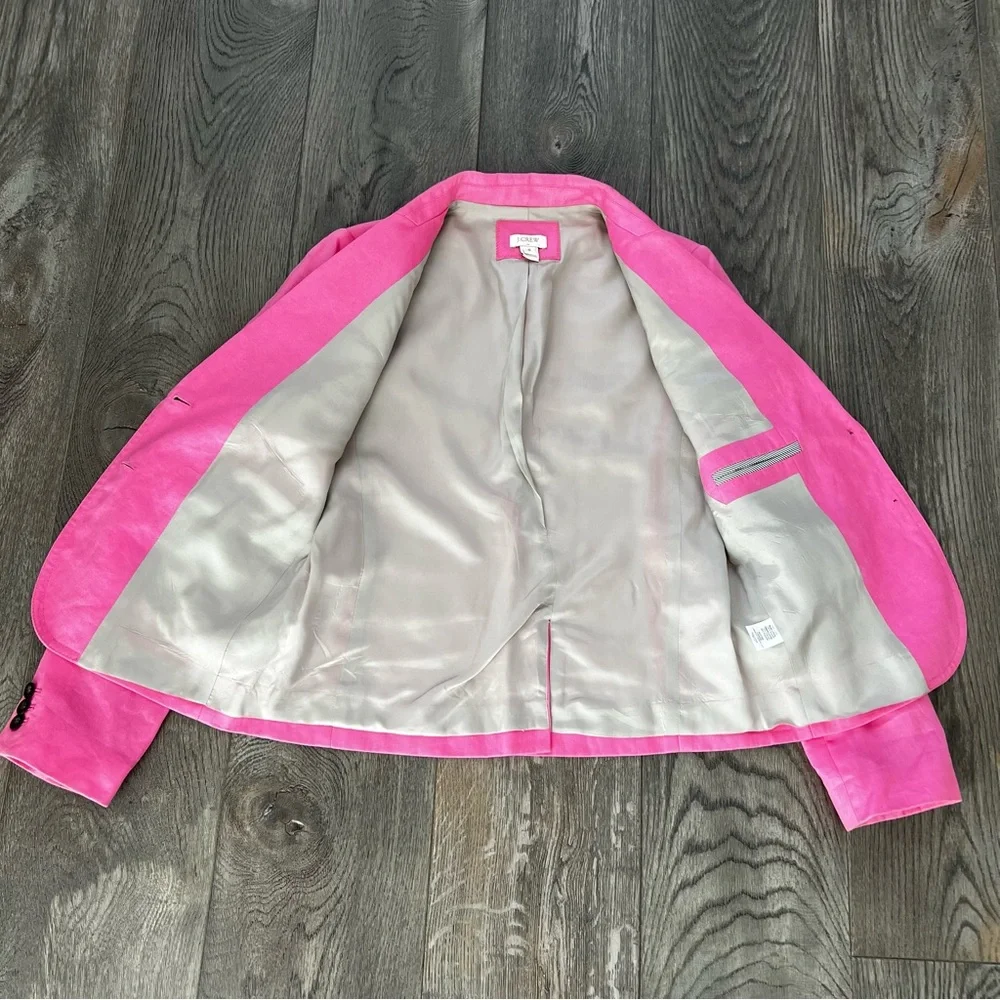 J. Crew Bright Pink Ruched-Sleeve Blazer